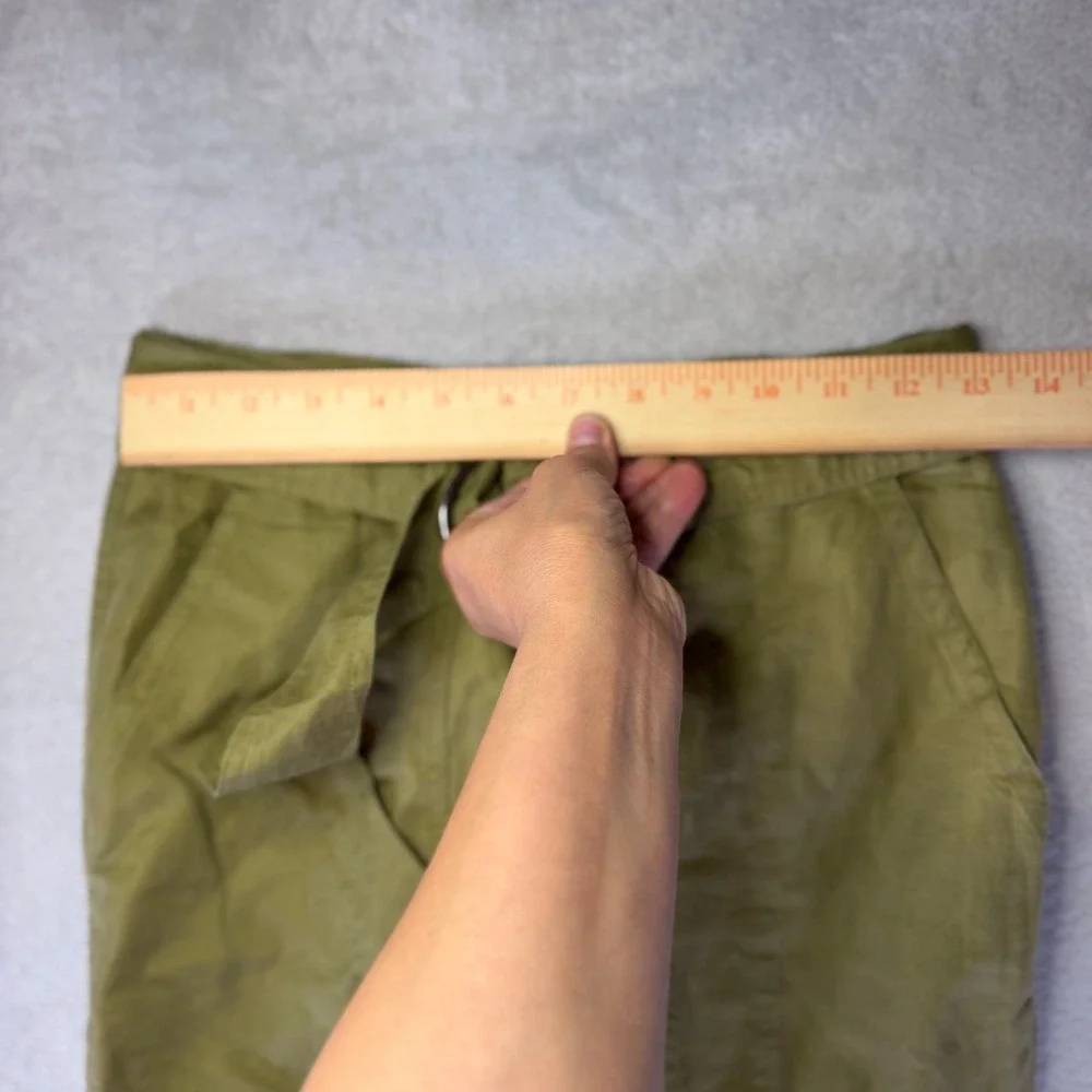 Quince Organic Cotton Linen Cargo Pants Olive Green Belted Utility Trousers XS